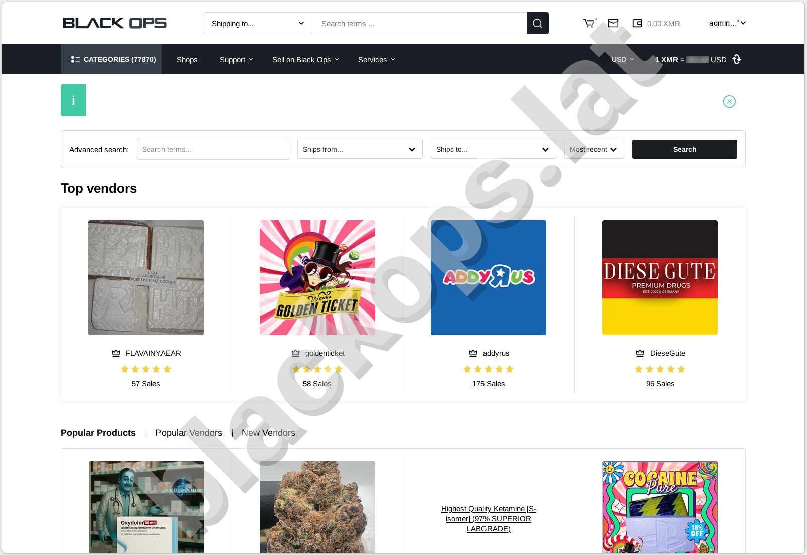 BlackOps darknet market user dashboard 2026
